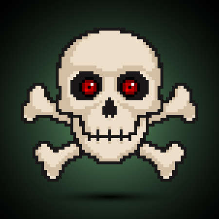 Pixel skull and crossbonesのイラスト素材