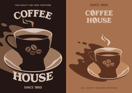 Coffee House poster banner brochure design with cupのイラスト素材