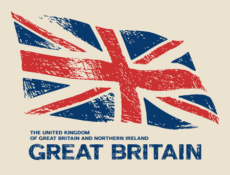 Scratched Great Britain flag. Vector grunge illustrationのイラスト素材