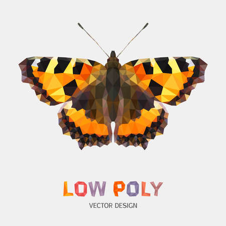 Low poly design of butterfly. Vector mosaic patternのイラスト素材