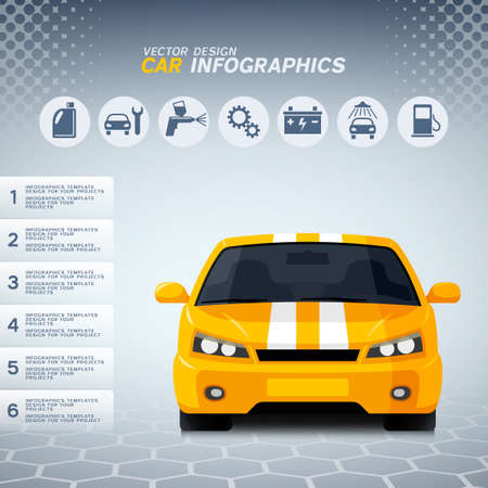 Auto infographics with generic sports car and service iconsのイラスト素材
