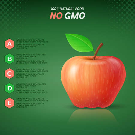 Infographics design with red apple and no gmo textのイラスト素材