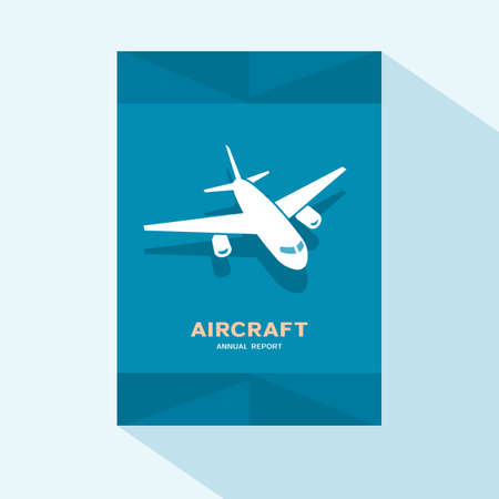 Flyer or brochure cover flat design with airplane iconのイラスト素材