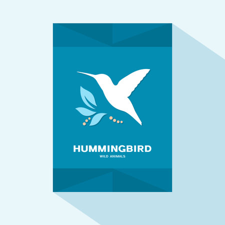 Brochure cover flat design with humming bird iconのイラスト素材