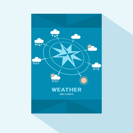 Brochure cover design with windrose and weather iconsのイラスト素材