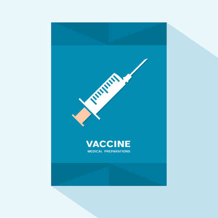 Brochure cover flat design with medical syringe iconのイラスト素材
