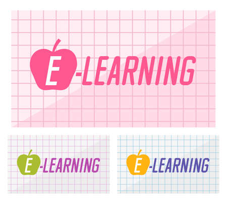 Web banners design of e-learning text on squared paperのイラスト素材