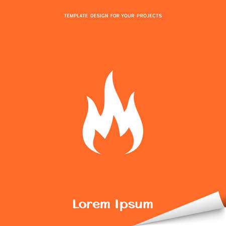 Orange banner with fire iconのイラスト素材