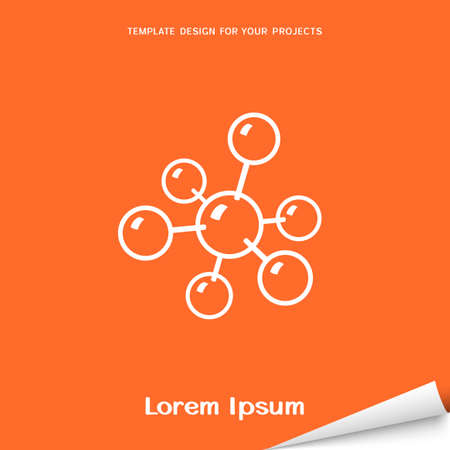 Orange banner with molecular model iconのイラスト素材