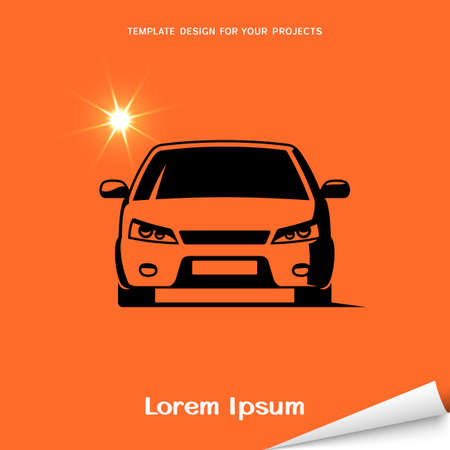Orange banner with car silhouette Vector illustration.のイラスト素材