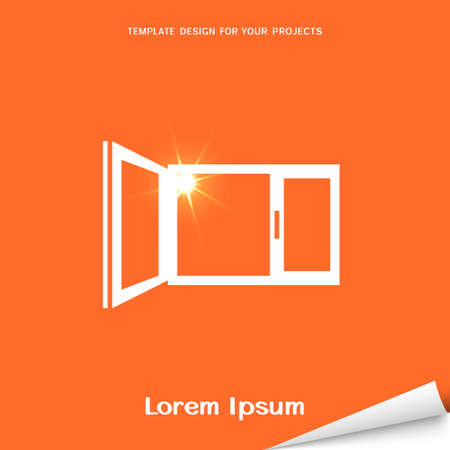 Orange banner with window iconのイラスト素材