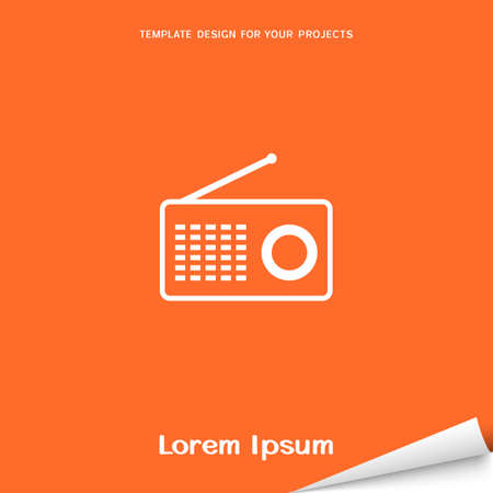 Orange banner with radio iconのイラスト素材