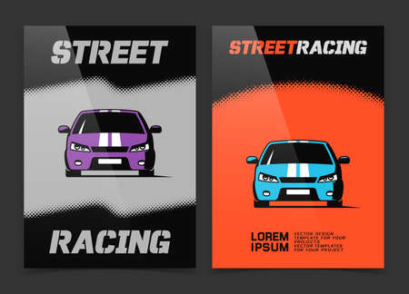 Brochure design with street racing car icon. Vector illustrationのイラスト素材
