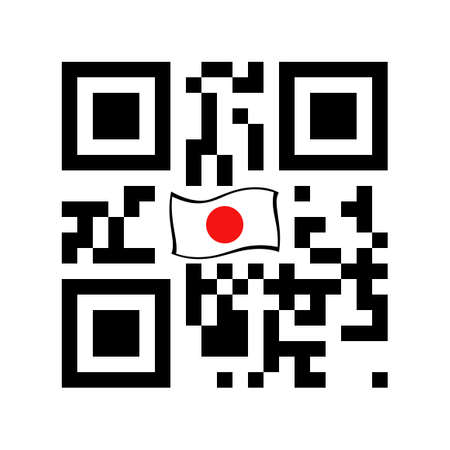 Smartphone readable QR code with Japan flag icon. Vector illustrationのイラスト素材