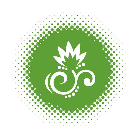 Floral icon on half tone round shape. Vector illustrationのイラスト素材