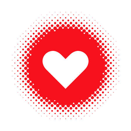 Heart icon on half tone round shape. Vector illustrationのイラスト素材
