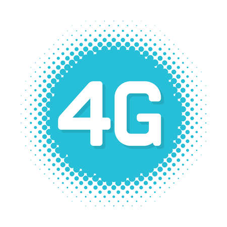 4G icon on half tone round shape. Vector illustrationのイラスト素材