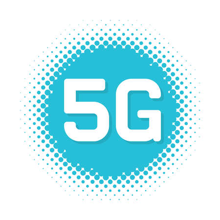 5G icon on half tone round shape. Vector illustrationのイラスト素材