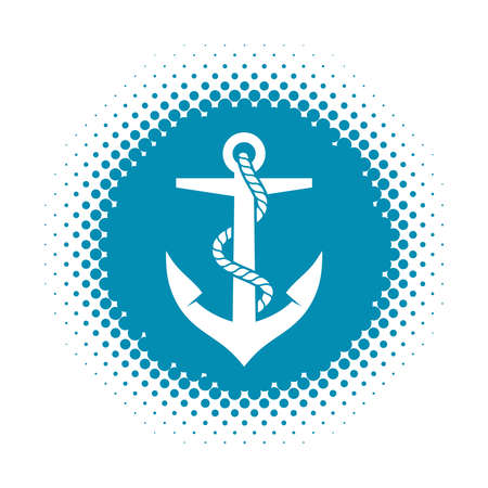 Anchor icon on half tone round shape. Vector illustrationのイラスト素材