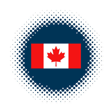 Canada flag icon on half tone round shape. Vector illustrationのイラスト素材