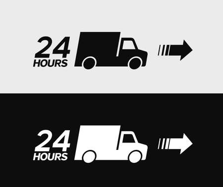 24 hours delivery truck icon. Vector illustrationのイラスト素材