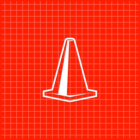 Red orange banner with road cone icon. Vector illustrationのイラスト素材