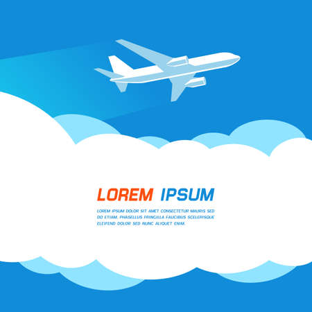 Airplane flying in the blue sky. Vector illustrationのイラスト素材