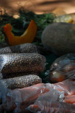 Organic cultivation of natural foods such as pumpkins and legumes