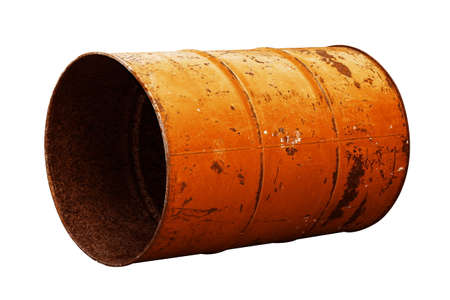 Barrel Oil orange Old isolated on background whiteの写真素材