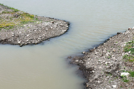 watercourse route tarn and flowing in ground, Global warmingの写真素材