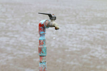 Tap the old water, Old water pipesの写真素材