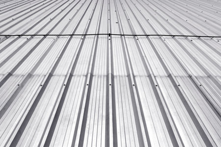 Metal sheet roof, Corrugated metal texture surface or galvanize steel backgroundの写真素材