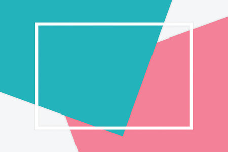 white frame stroke line on colorful soft paper pastel background, minimal flat lay style for...