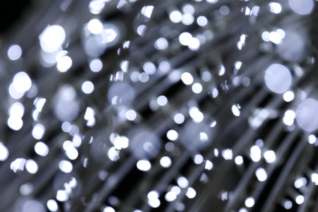 Blurred Bokeh background silver white colorful of merry christmas, Happy new year