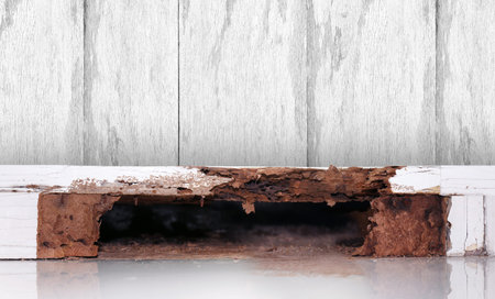 termite nest at wooden wall, nest termite at wood decay, background of nest termite, white ant,...