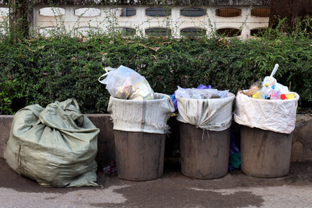 Old Bin trash at rustic countryside wayside, Garbage, Bin, Trash, Dirty, Waste, Pollution garbage, Bin wasteの写真素材