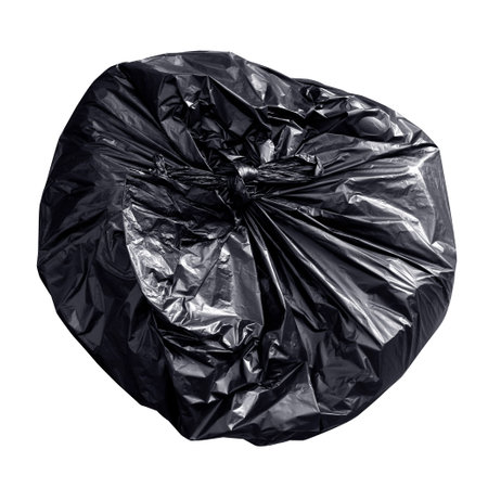 garbage plastic bag black isolated on white background, bag plastic of garbage waste, plastic bag...