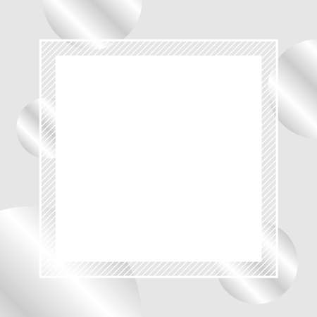 empty banner frame polka dot silver colors for background, pastel banner frame polka dot silvern color copy space advertising, template banner blank and polka dot silver on gray frame graphic designのイラスト素材