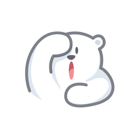 white bear cartoon character cute isolated on white background, beautiful teddy bear cartoon characters cute, clip art bear lovely and funny, clipart white teddy bear mascot cartoonのイラスト素材