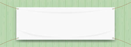 vinyl banner blank white isolated on pastel wood frame, white mock up textile fabric empty for banner advertising stand hanging, indoor outdoor fabric mesh vinyl backdrop for presentation frame posterのイラスト素材