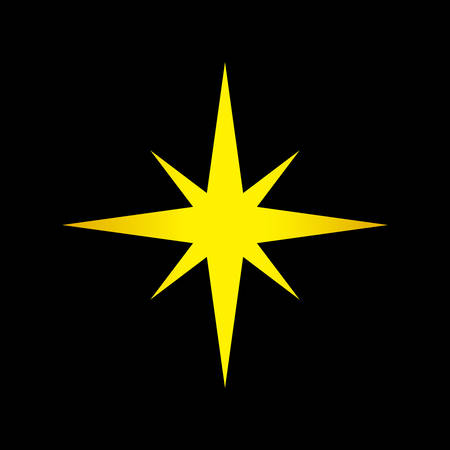 gold star shape isolated on black background, golden star icon, gold star logo, image of golden star symbol for graphic element of decorate embellish designのイラスト素材