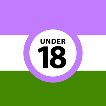 18 under sign warning symbol on the genderqueer pride flags background, LGBTQ (pride flags of lesbian, gay, bisexual, transgendered, and queer)のイラスト素材