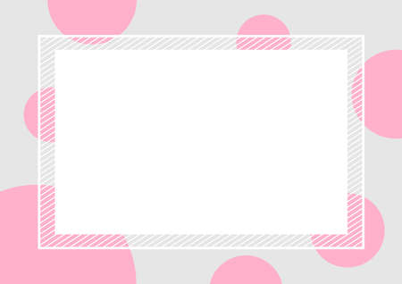 empty banner frame polka dot pink colors rectangle background, banner frame polka dot pastel pink colors copy space advertising, template banner blank and polka dot pink gray frame for graphic designのイラスト素材