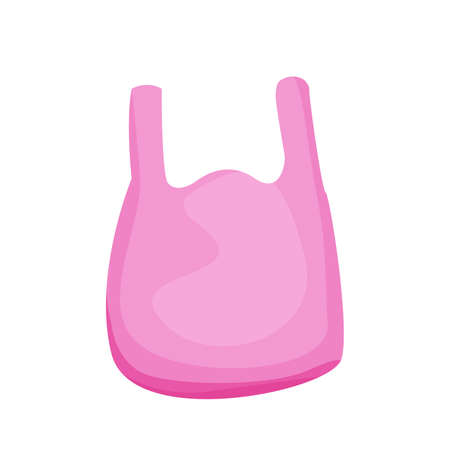 illustration bag plastic pink waste isolated on white background, cartoon plastic bag waste garbage, clip art of pollution from plastic bag waste, plastic bag image for flat icon info graphicのイラスト素材