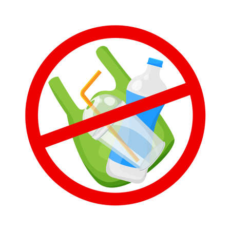 warning sign stop plastic waste isolated on white background, ban plastic waste in forbidden red  sign, symbol of ban and stop plastic waste disposable, sign stop plastic garbage pollution