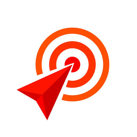 red arrow of goal symbol, the arrow red concept is symbolizes goal and success, red arrowのイラスト素材