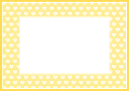 frame of yellow pastel color soft and hearts shape for banner background and copy space white paper, heart shape on yellow soft, heart shaped pastel for love card frame, heart shape symbolizes loveのイラスト素材