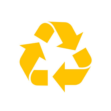 recycle symbol yellow isolated on white background, yellow ecology icon sign, yellow arrow shape for recycle icon garbage waste, recycle symbol for ecological conservationのイラスト素材