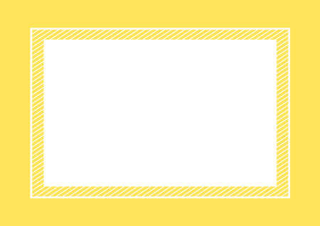 fashionable frame yellow pastel color flat lay style and rectangle for copy space, empty frame yellow for banner design, template frame banner blank for advertising graphic beauty cosmetics fashionのイラスト素材