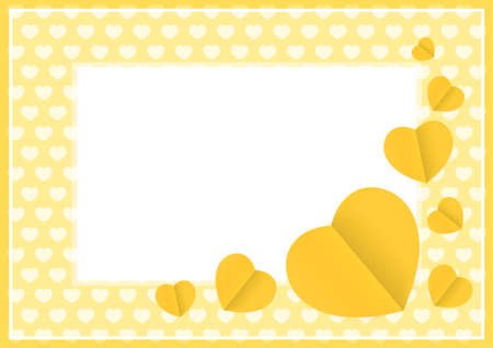 yellow hearts shape on yellow pastel color soft for banner background copy space, many heart shape for banner valentines decoration, heart shaped for wedding love card, heart shape symbolizes of loveのイラスト素材